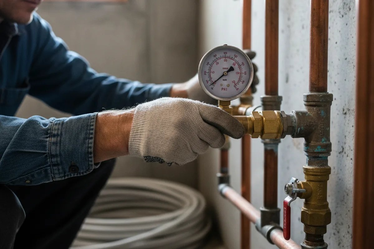 Pressure testing a repaired line during Water Line Repair in Hughes Springs